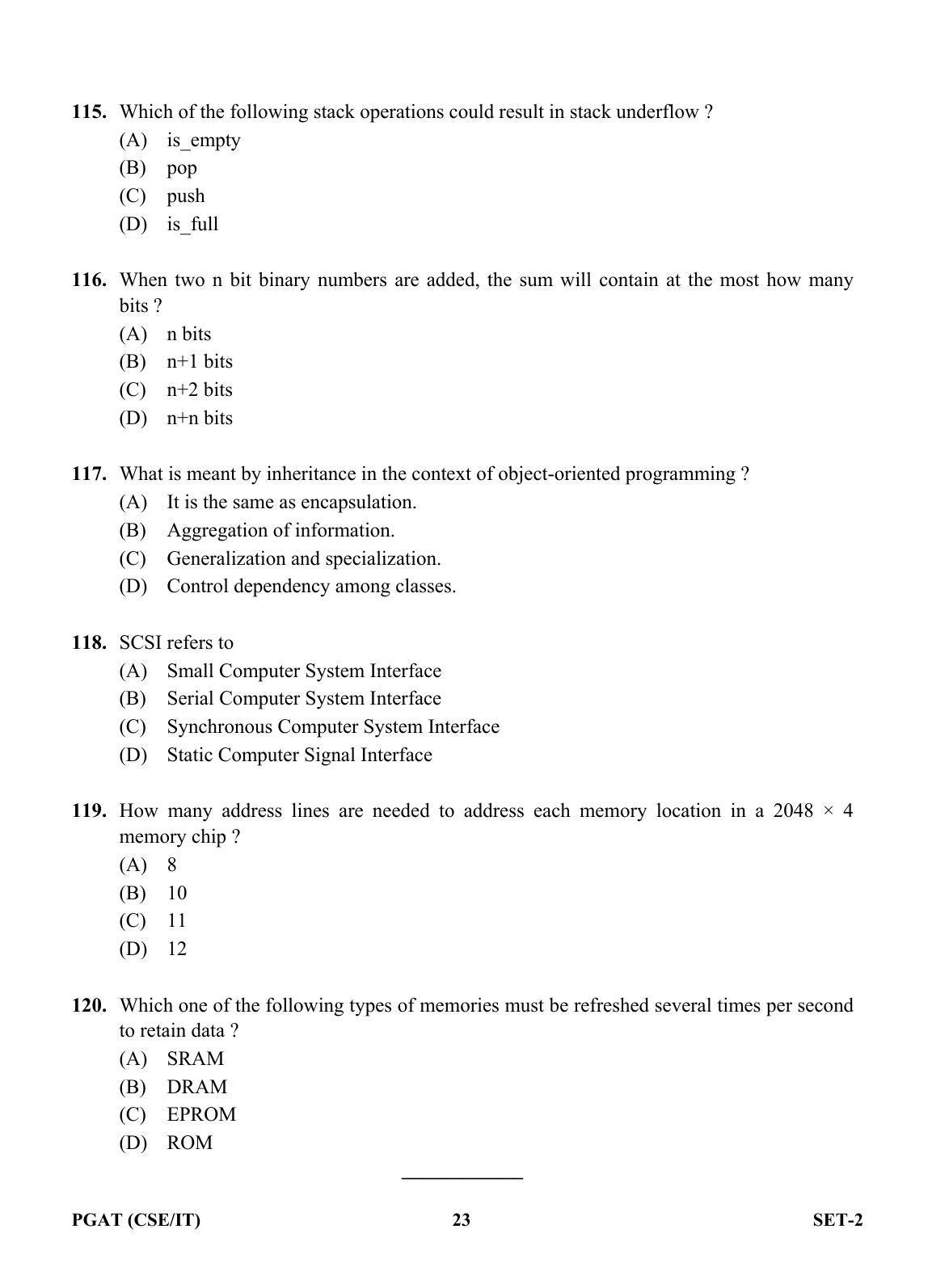 OJEE PGAT 2013 CSE IT SET 2 Question Paper - Page 22