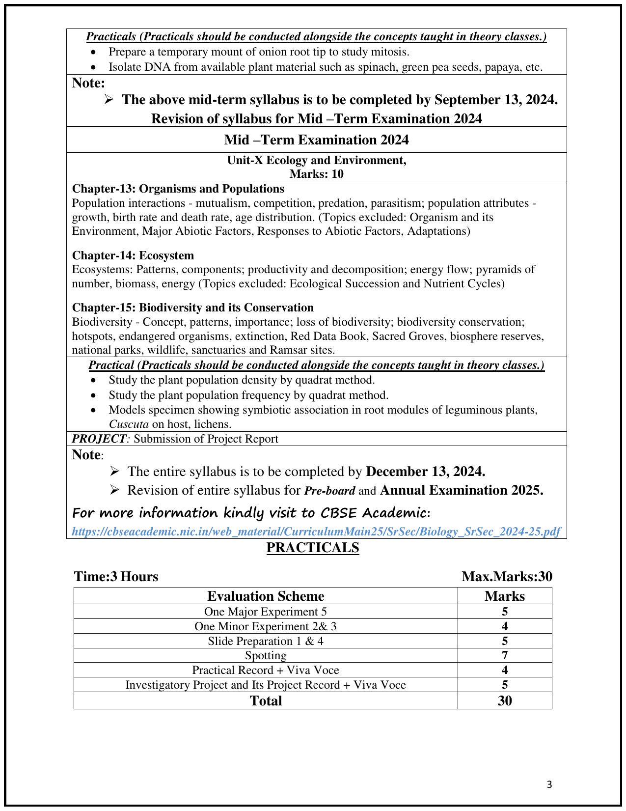 Edudel Class 12 Biology (English Medium) Syllabus 2025 - Page 3