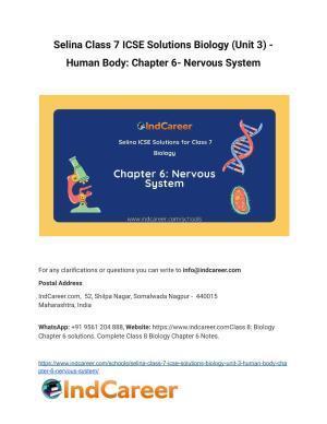 Selina Class 7 ICSE Solutions Biology (Unit 3) - Human Body: Chapter 6- Nervous System