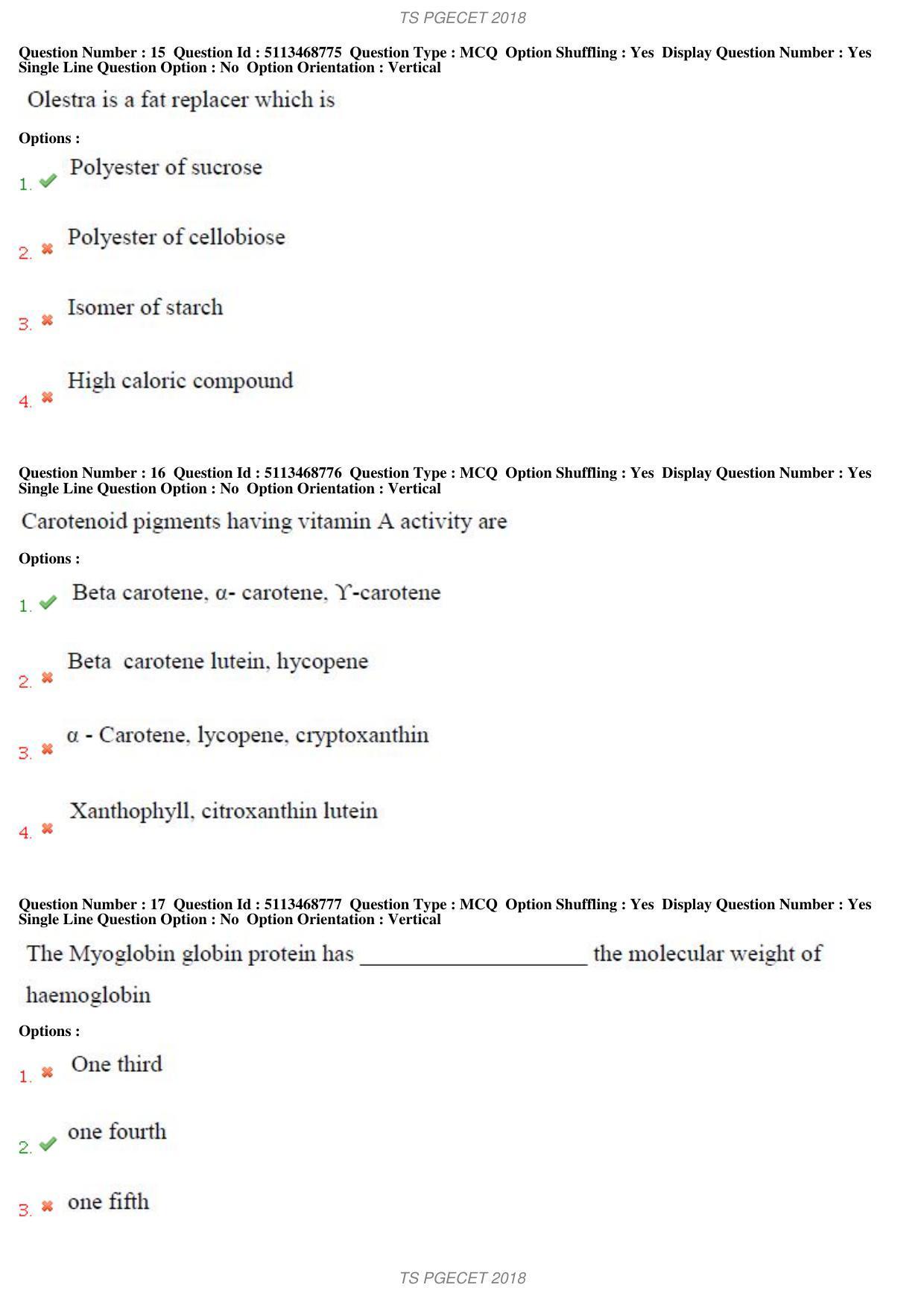TS PGECET 2018: Food Technology Question Papers - Page 7