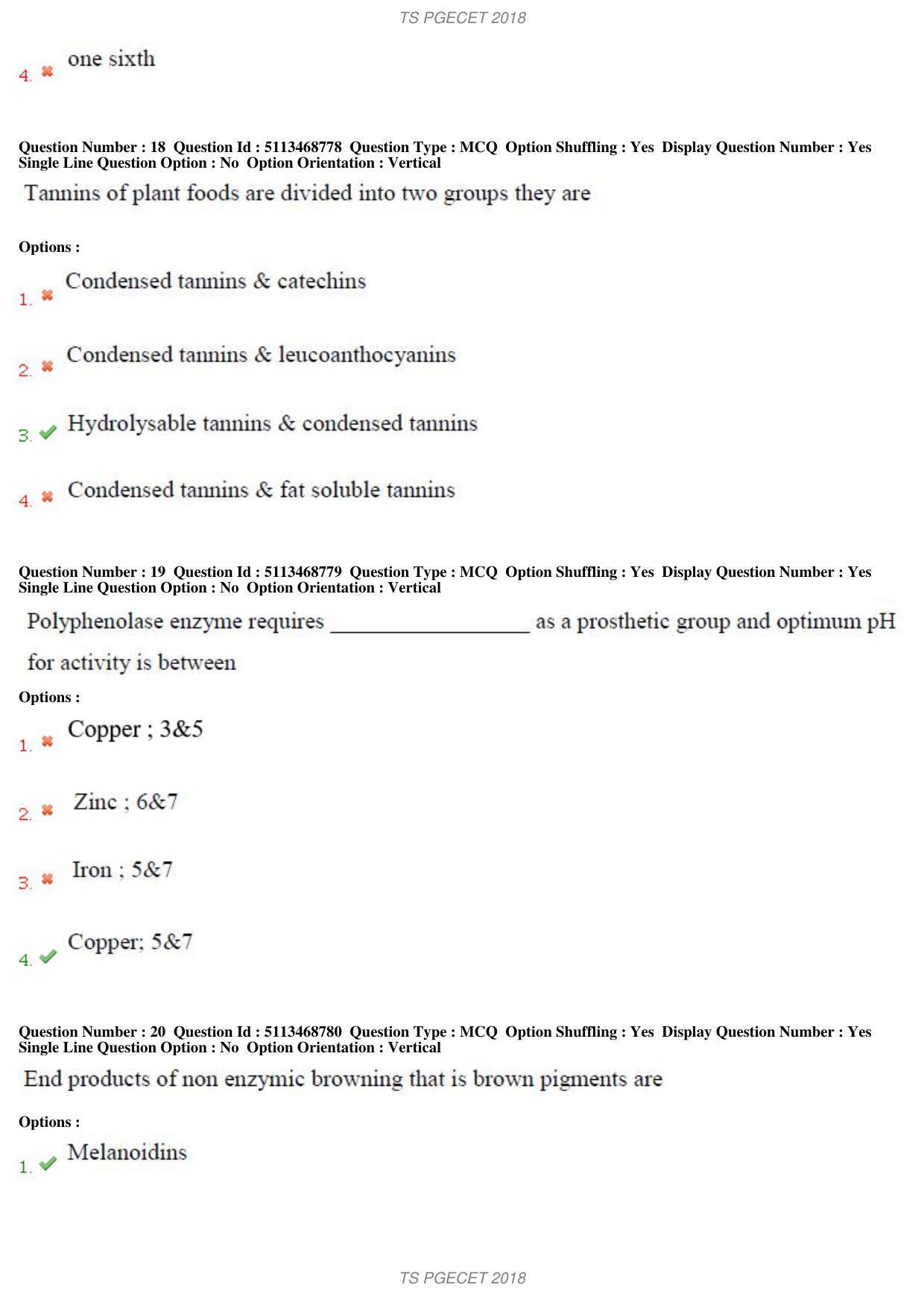 TS PGECET 2018: Food Technology Question Papers - Page 8
