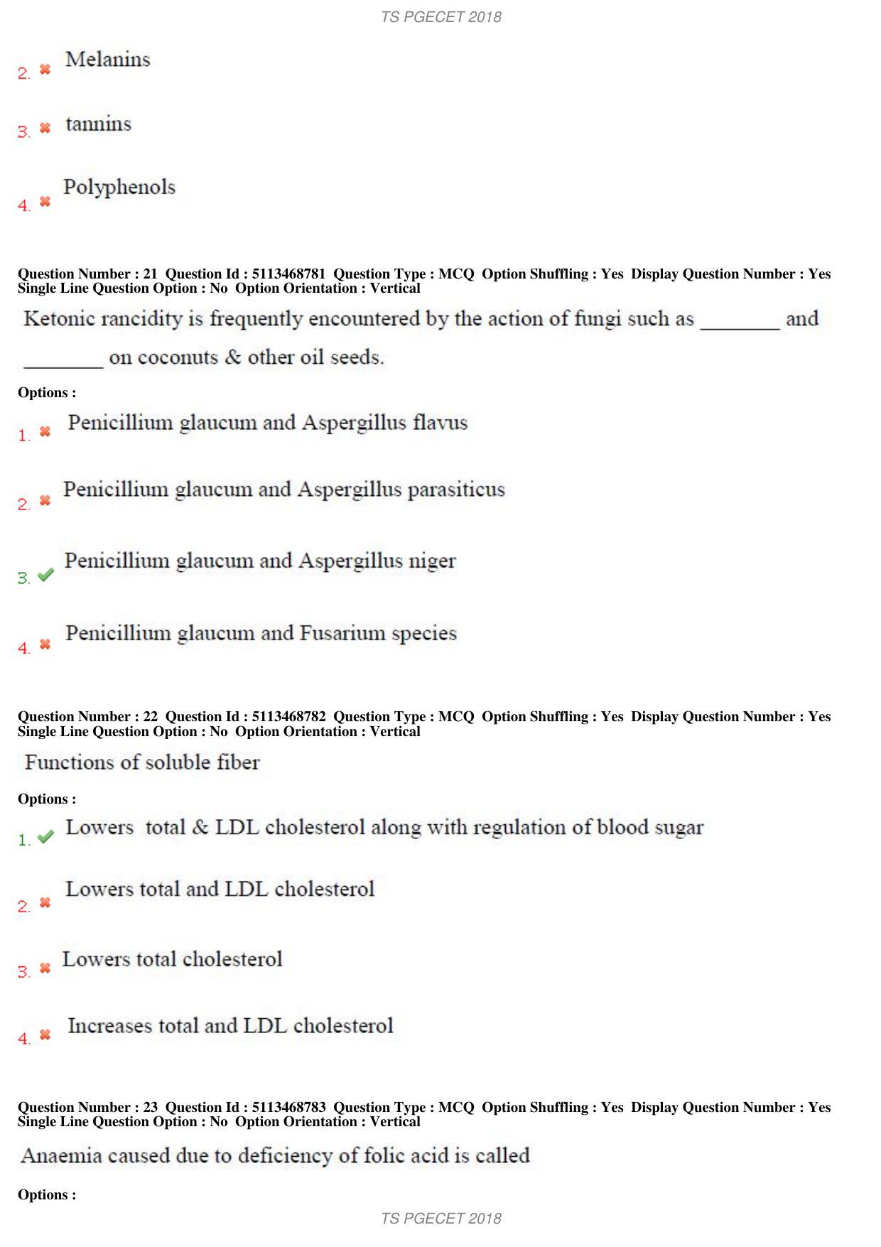TS PGECET 2018: Food Technology Question Papers - Page 9