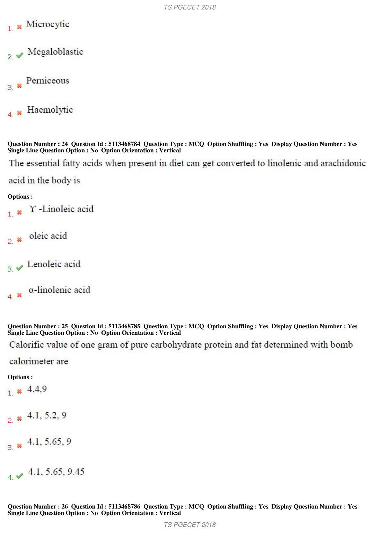 TS PGECET 2018: Food Technology Question Papers - Page 10
