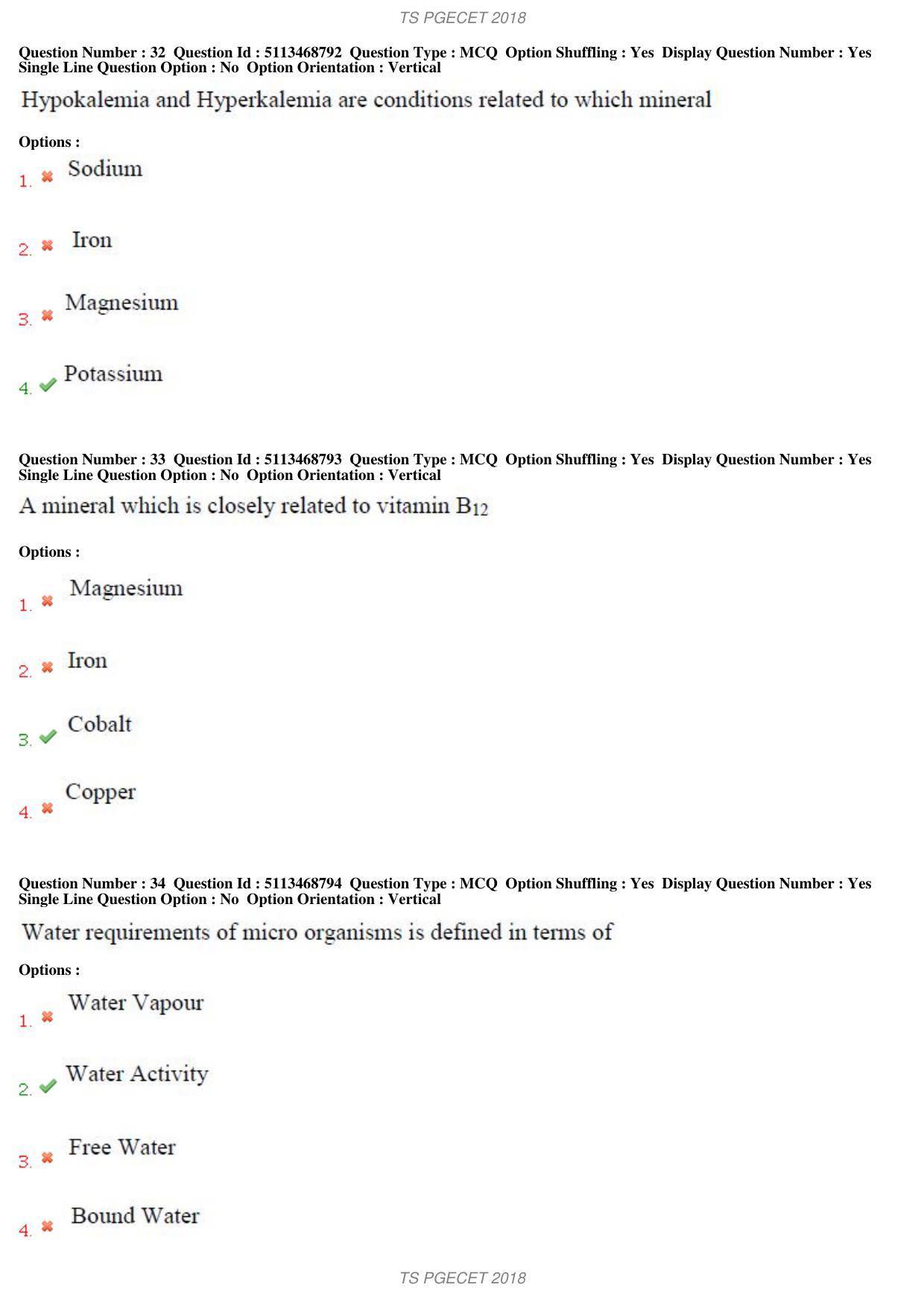 TS PGECET 2018: Food Technology Question Papers - Page 13