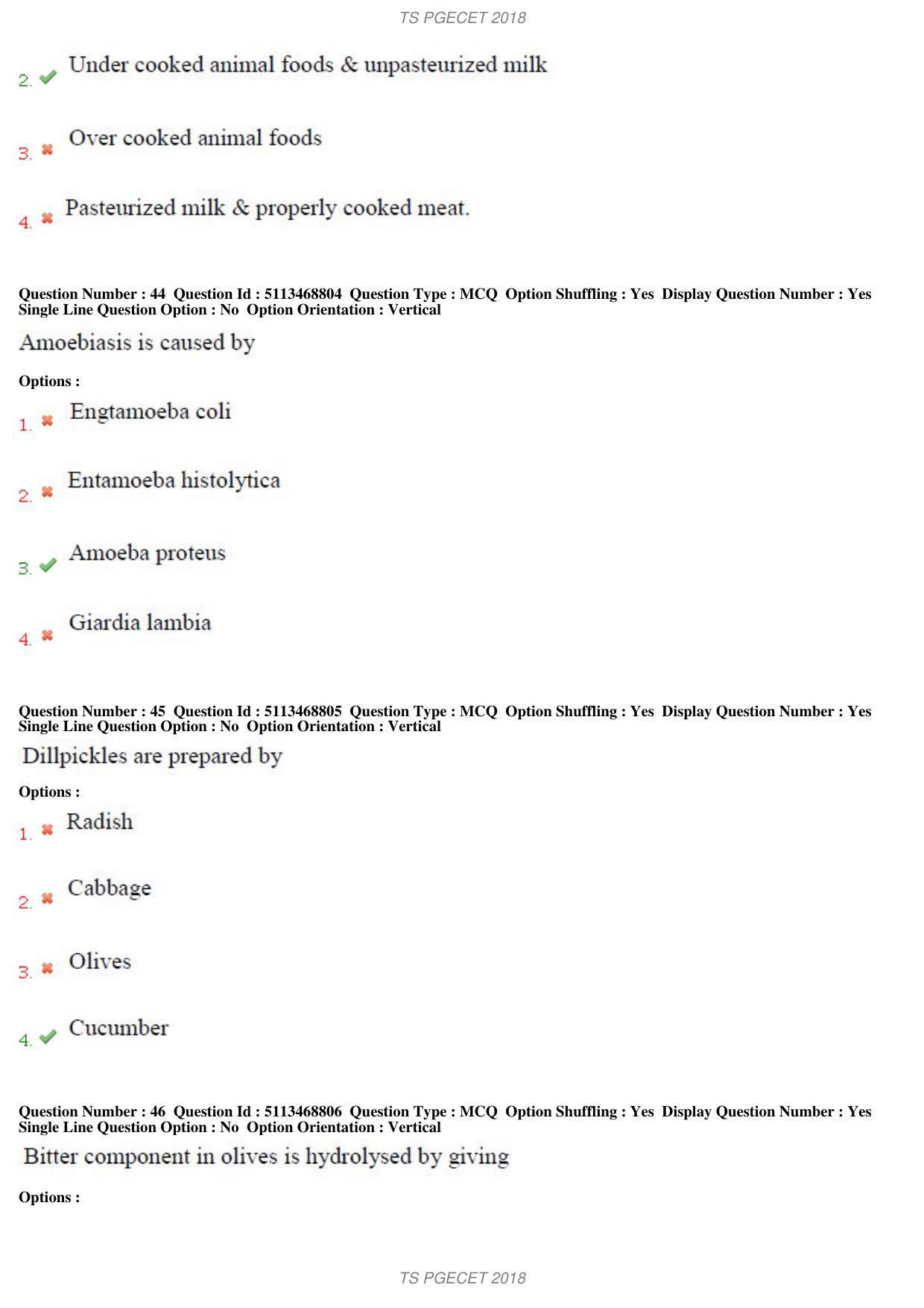 TS PGECET 2018: Food Technology Question Papers - Page 17