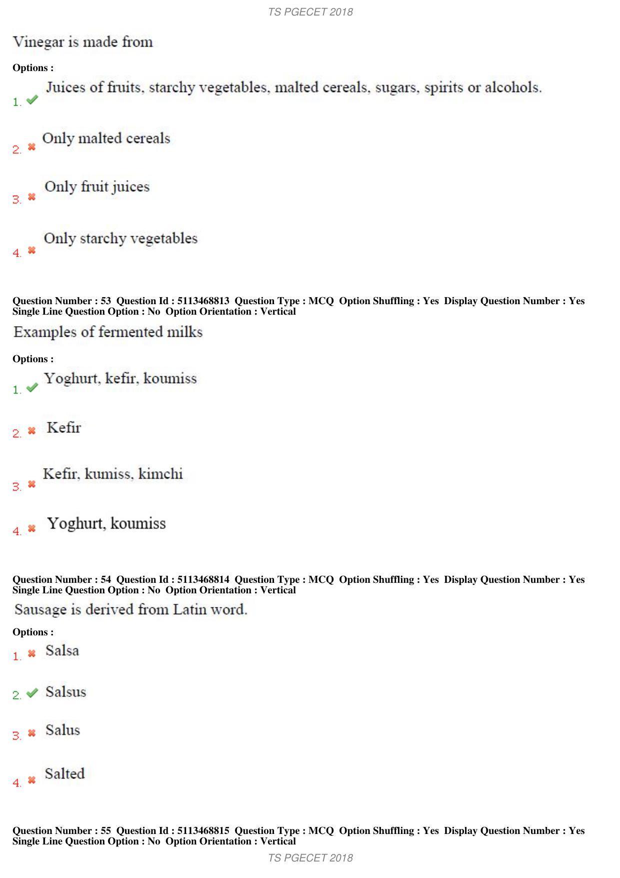 TS PGECET 2018: Food Technology Question Papers - Page 20