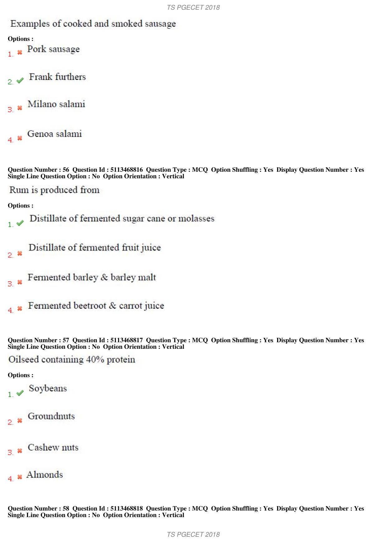 TS PGECET 2018: Food Technology Question Papers - Page 21