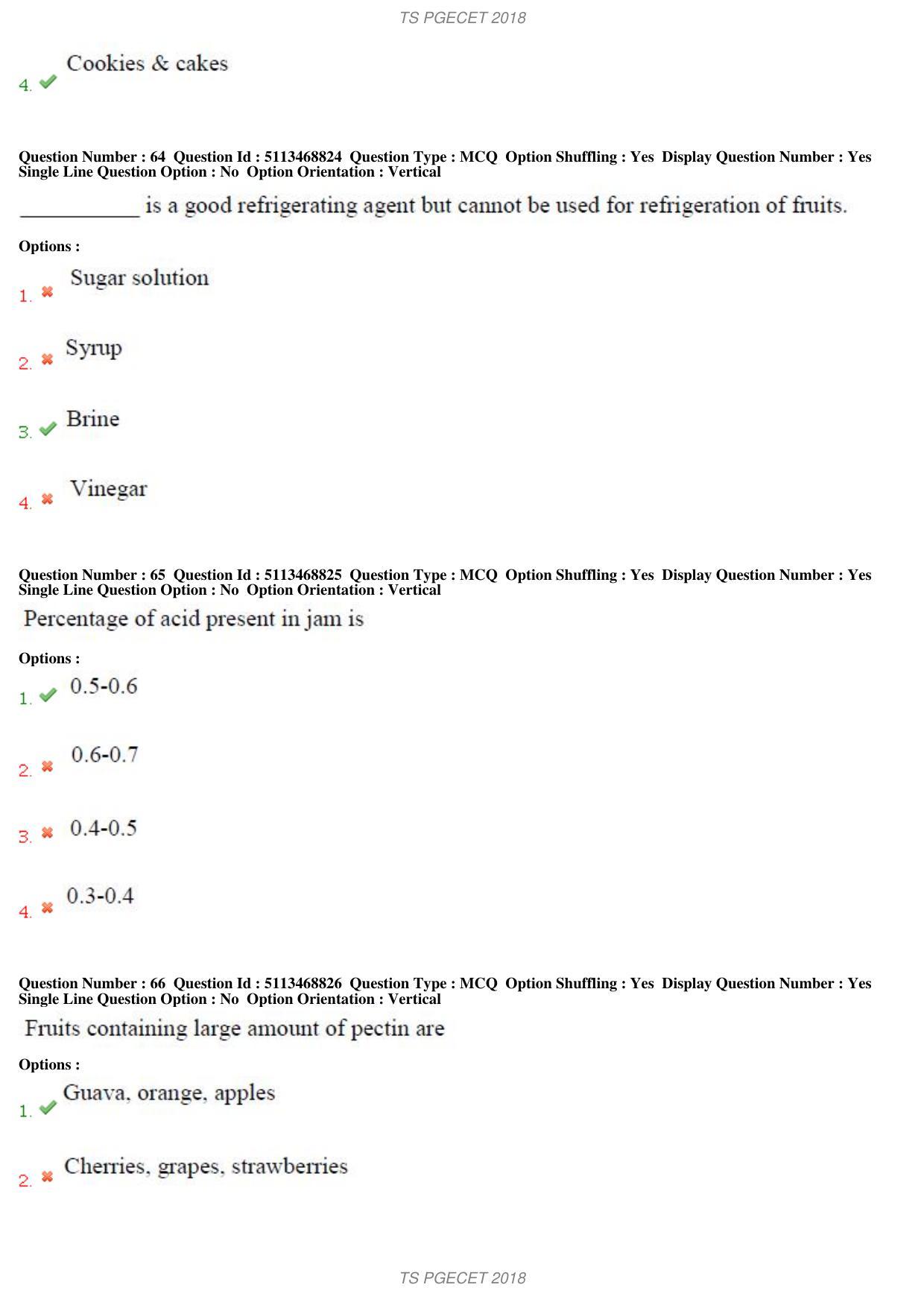 TS PGECET 2018: Food Technology Question Papers - Page 24