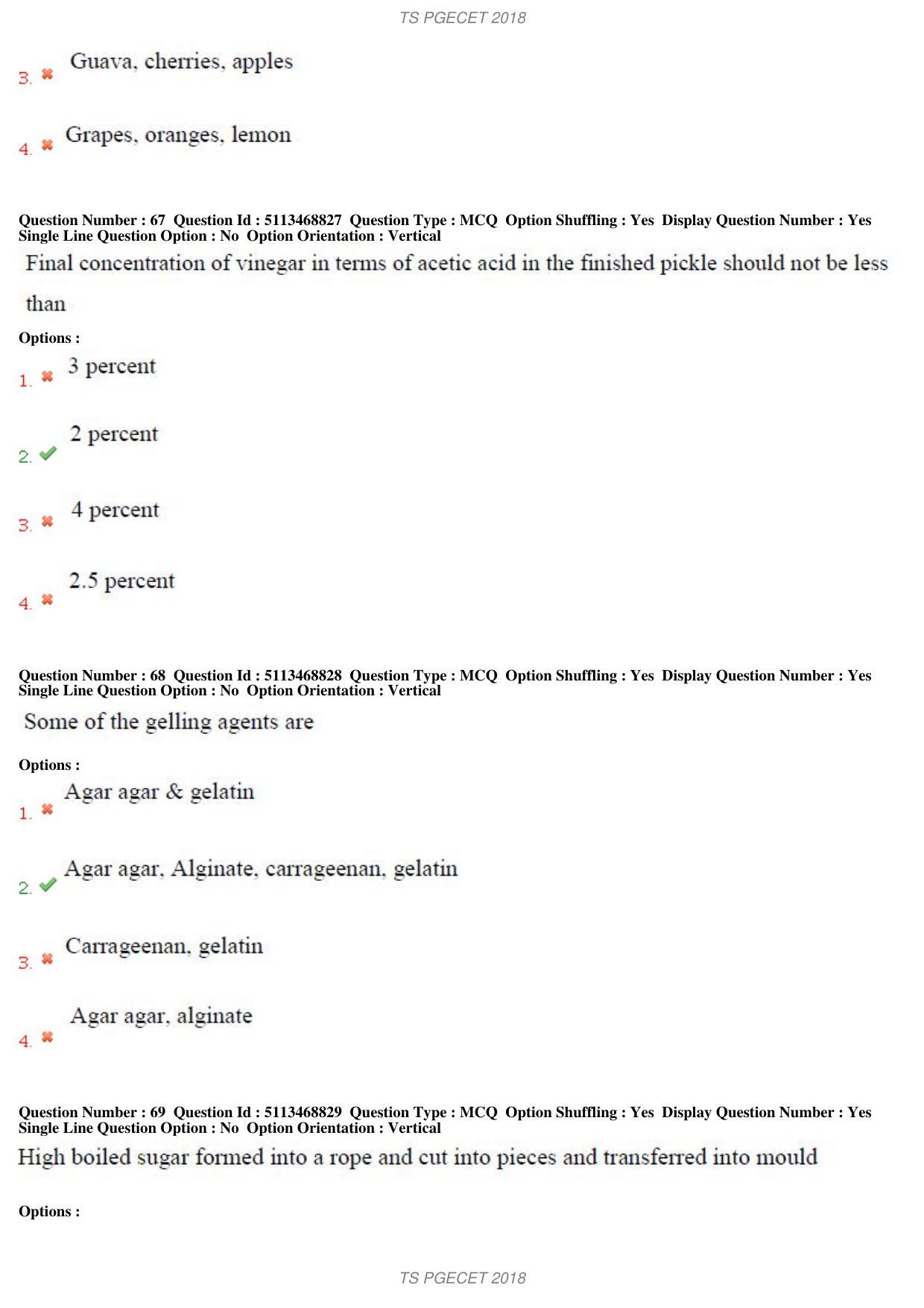 TS PGECET 2018: Food Technology Question Papers - Page 25
