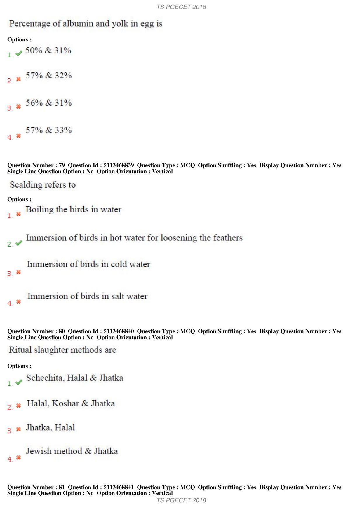 TS PGECET 2018: Food Technology Question Papers - Page 29