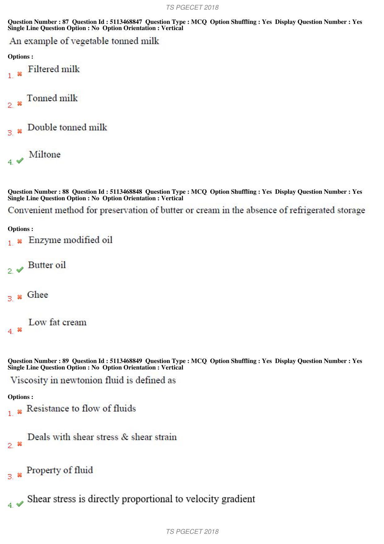 TS PGECET 2018: Food Technology Question Papers - Page 32