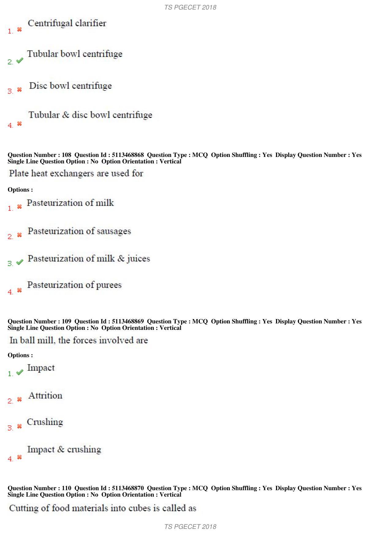 TS PGECET 2018: Food Technology Question Papers - Page 39