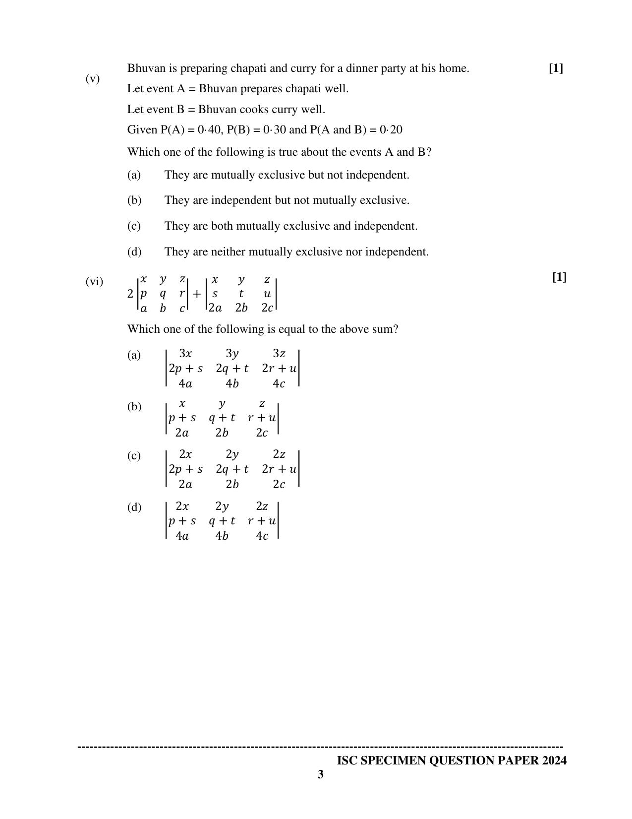 ISC Class 12 2024 Mathematics Sample Paper - Page 3