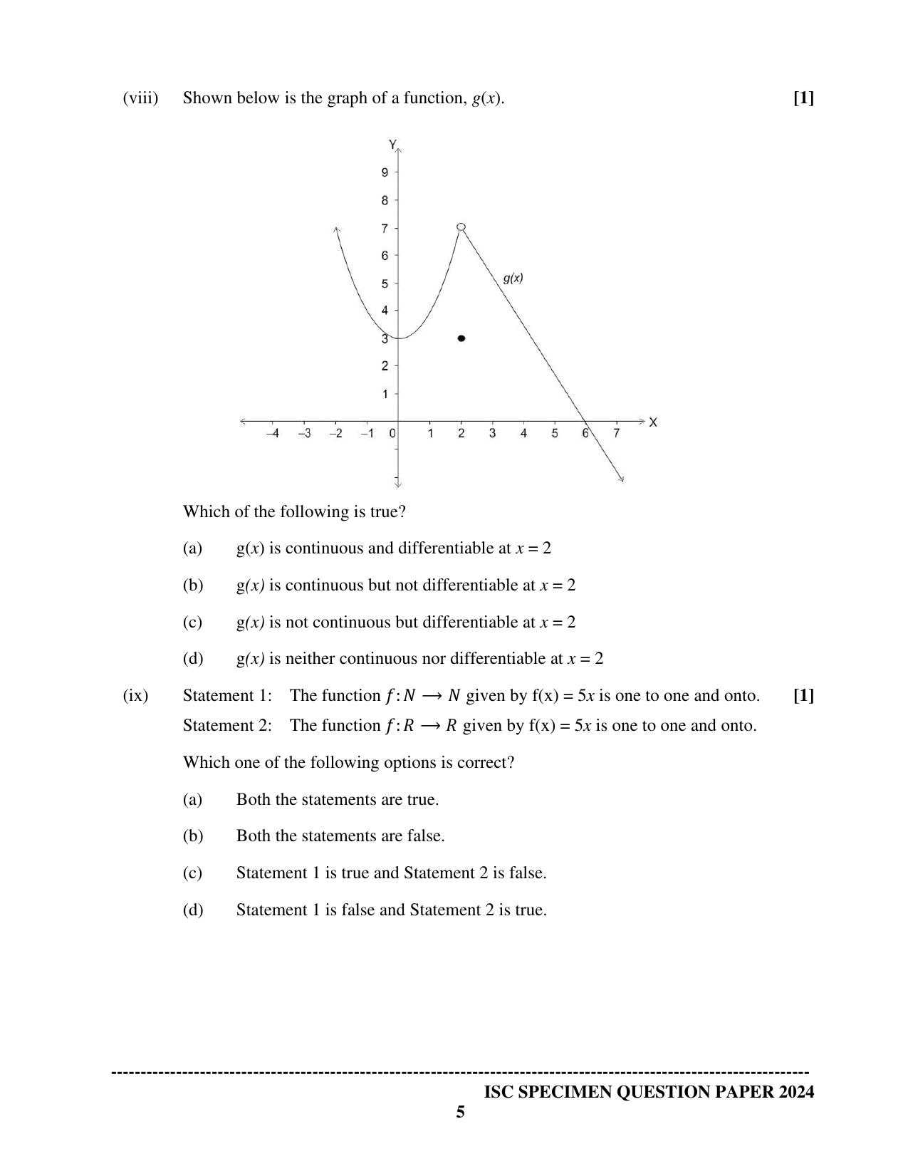 ISC Class 12 2024 Mathematics Sample Paper - Page 5