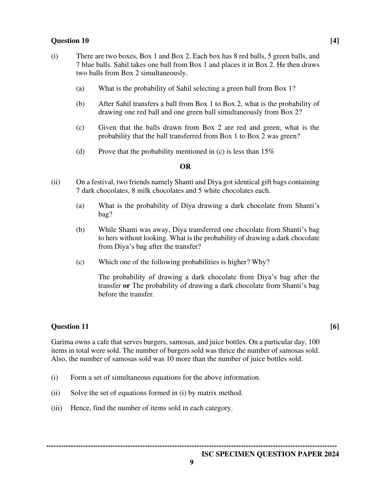 ISC Class 12 2024 Mathematics Sample Paper - Page 9
