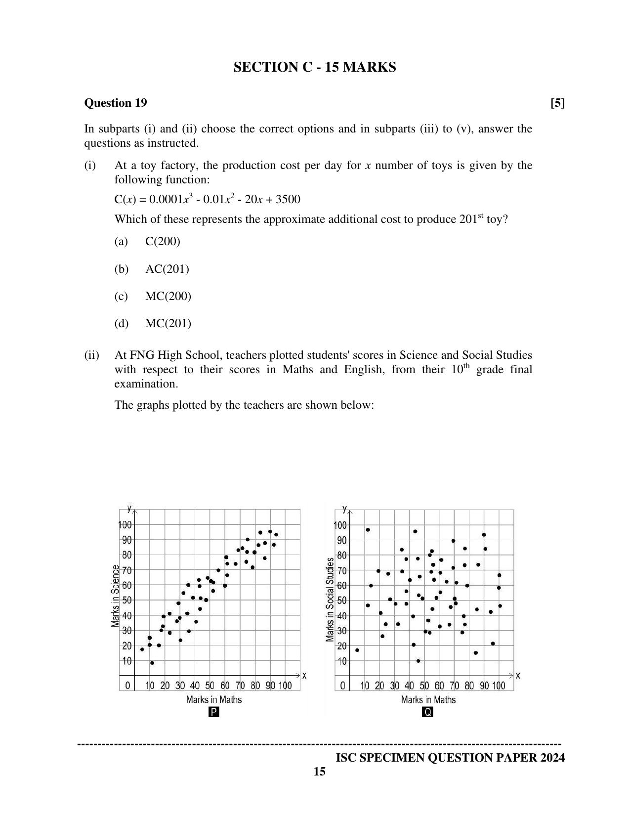 ISC Class 12 2024 Mathematics Sample Paper - Page 15