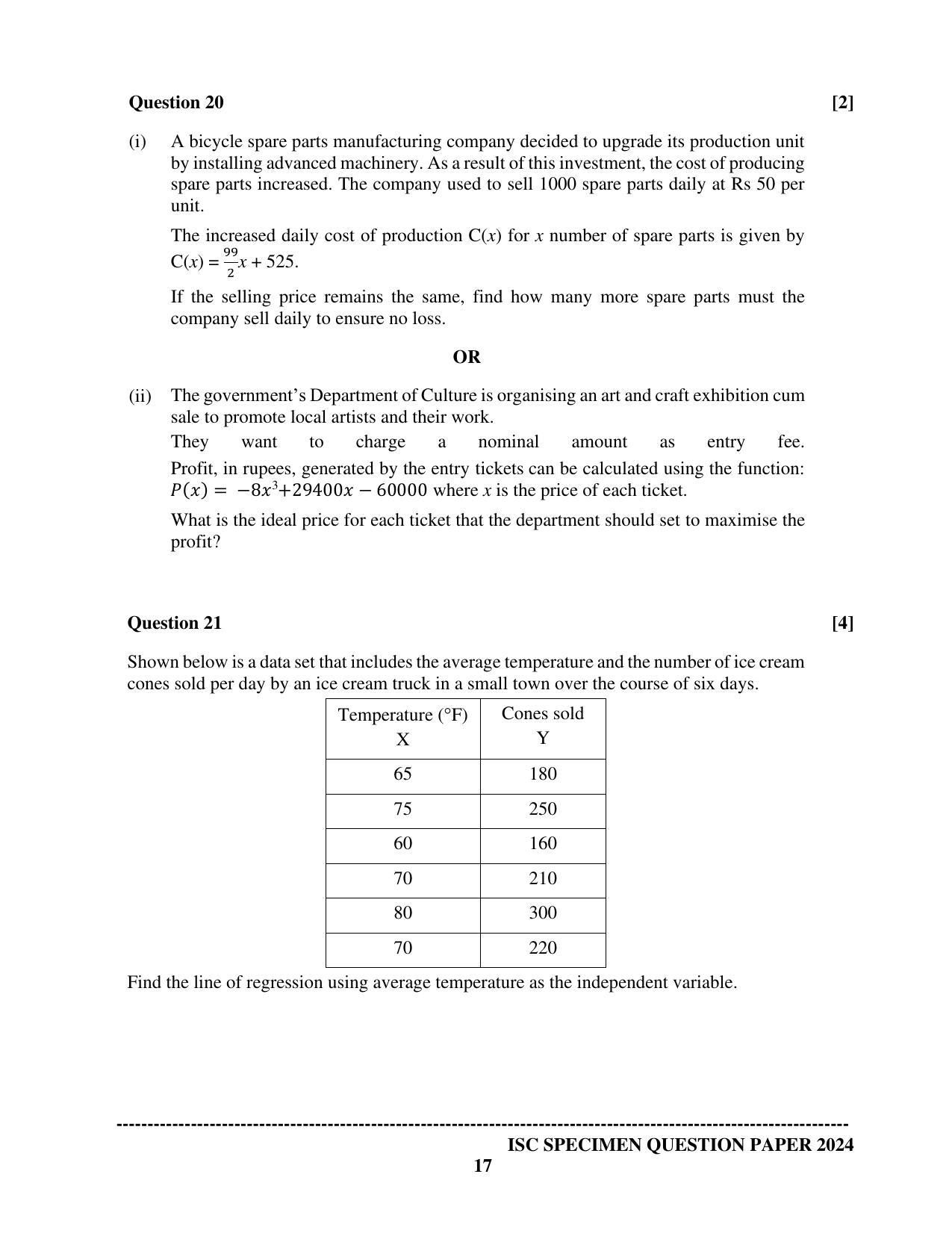 ISC Class 12 2024 Mathematics Sample Paper - Page 17
