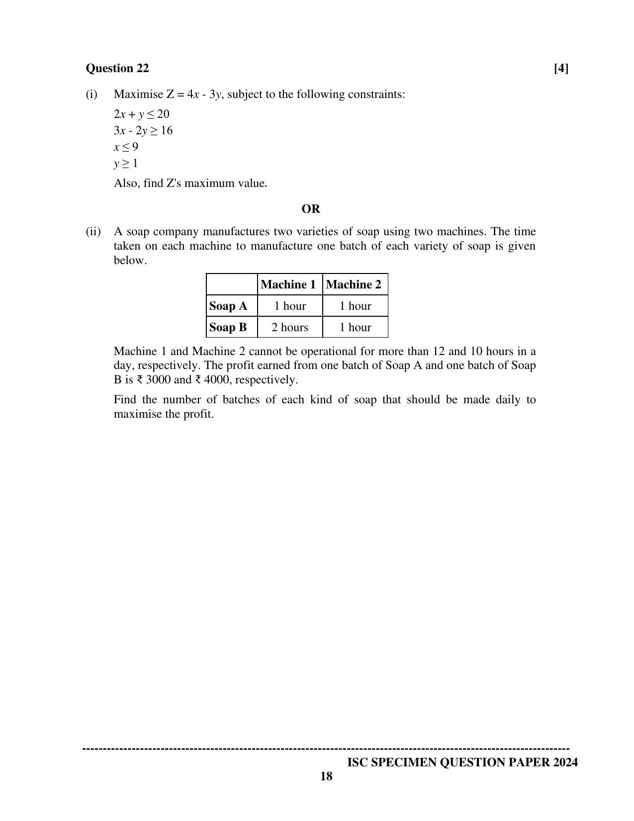ISC Class 12 2024 Mathematics Sample Paper - Page 18