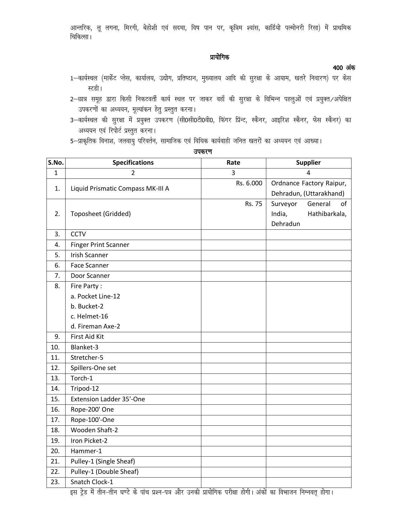 UP Board 11th Syllabus Trade 38 Security - Page 3