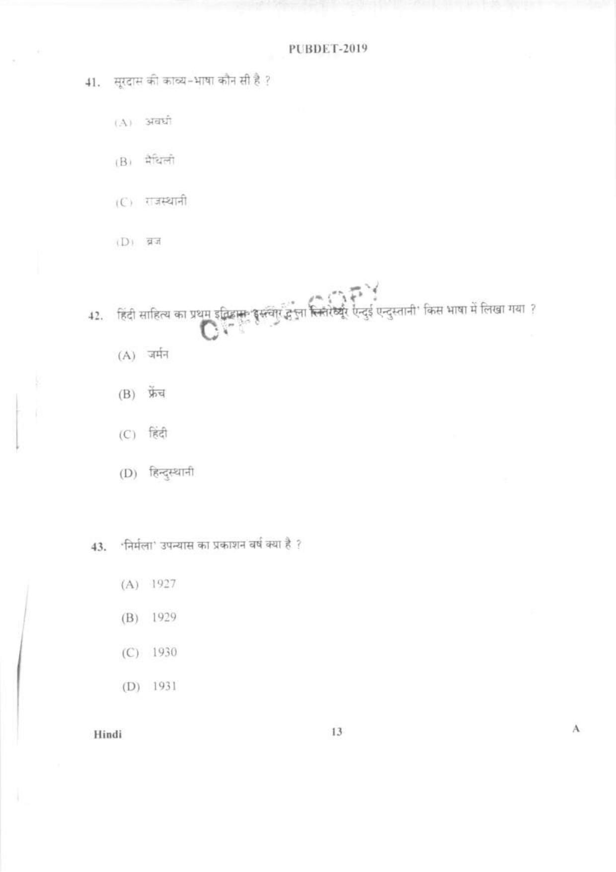 PUBDET 2019 Hindi Question Papers - Page 12