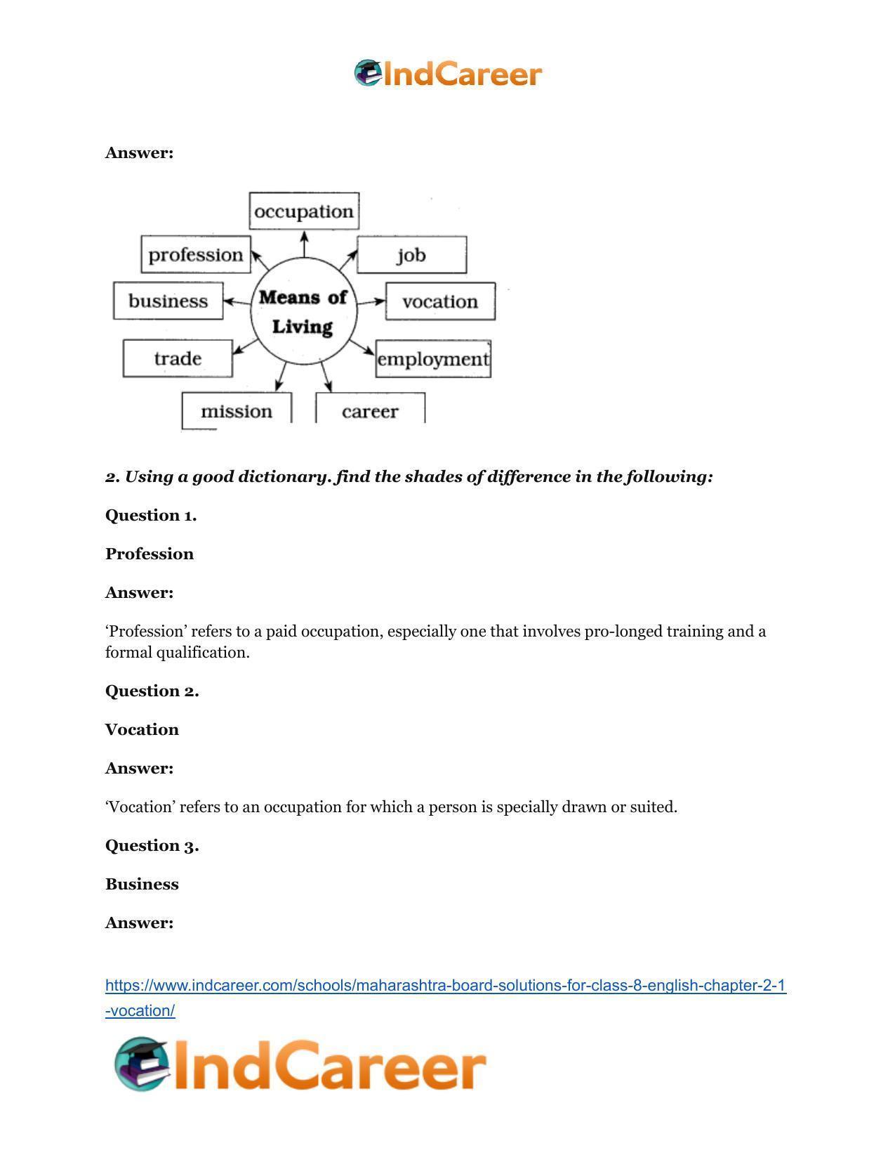 Maharashtra Board Solutions for Class 8- English: Chapter 2.1- Vocation - Page 3