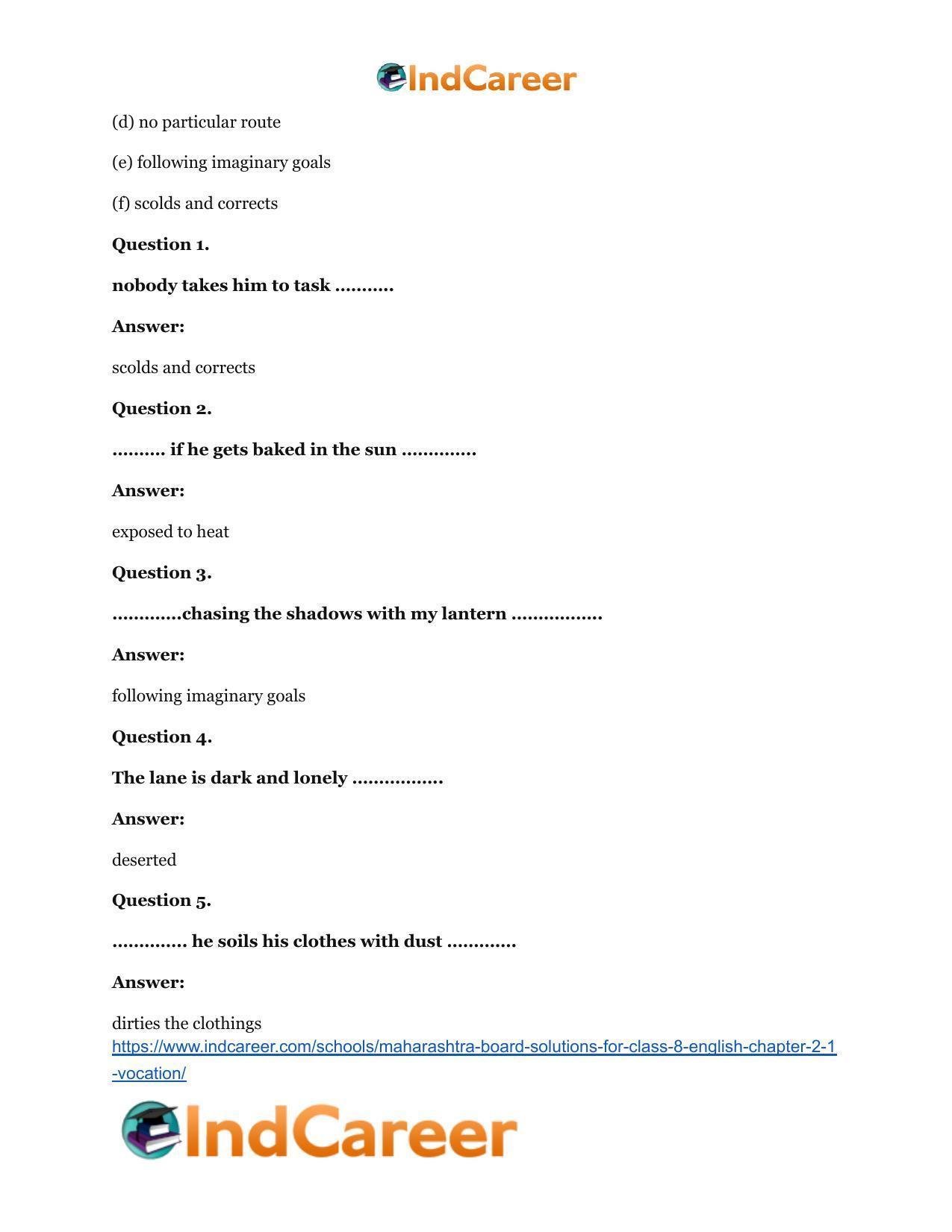 Maharashtra Board Solutions for Class 8- English: Chapter 2.1- Vocation - Page 5