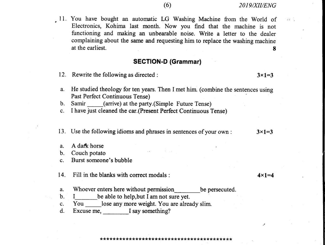 Nagaland Board Class 12 English 2019 Question Papers - Page 4