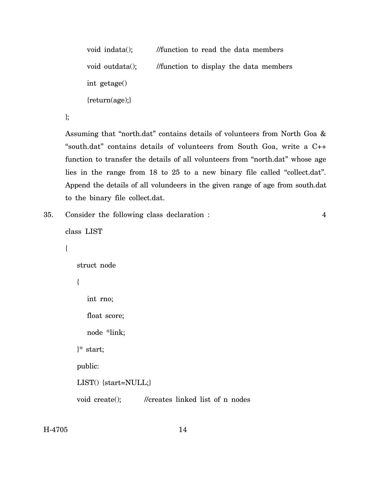 Goa Board Class 12 Computer Science (March 2024) Question Paper - Page 14