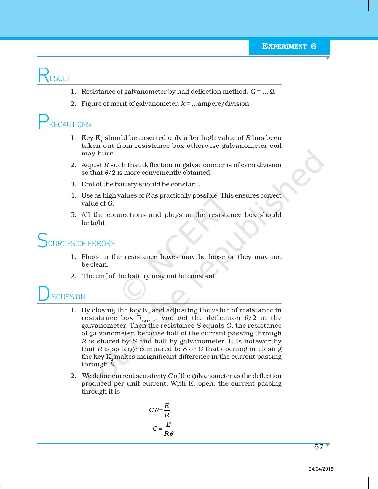 NCERT Laboratory Manuals for Class XII Physics - Experiment 6 & 7 - Page 5