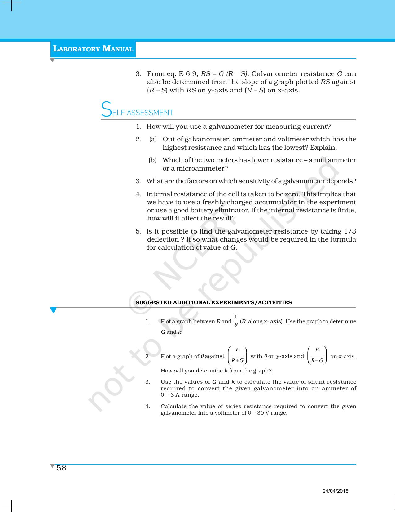 NCERT Laboratory Manuals for Class XII Physics - Experiment 6 & 7 - Page 6
