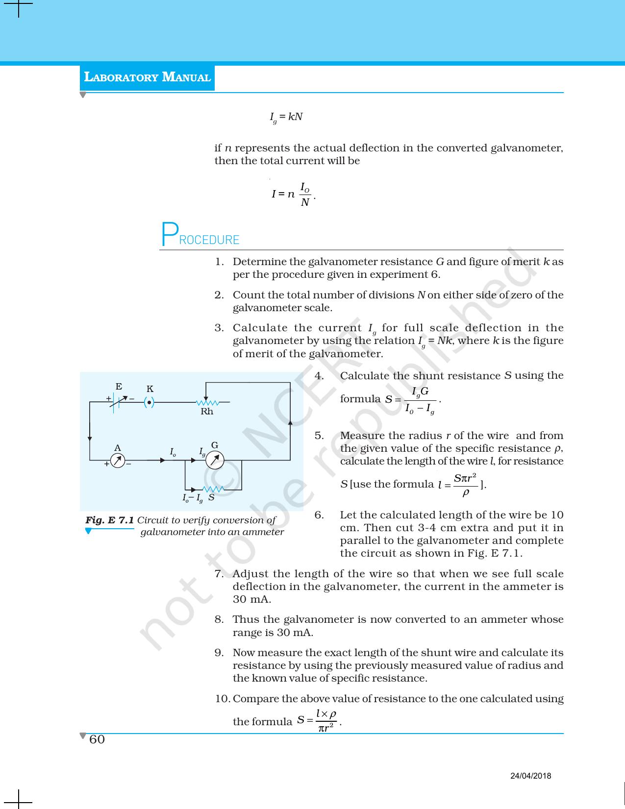 NCERT Laboratory Manuals for Class XII Physics - Experiment 6 & 7 - Page 8