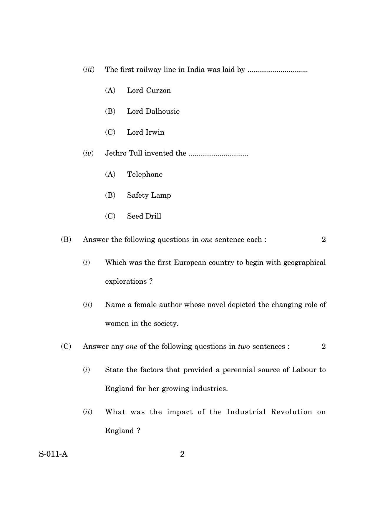 Goa Board Class 10 Social Science Paper 1 E English (March 2019) Question Paper - Page 2
