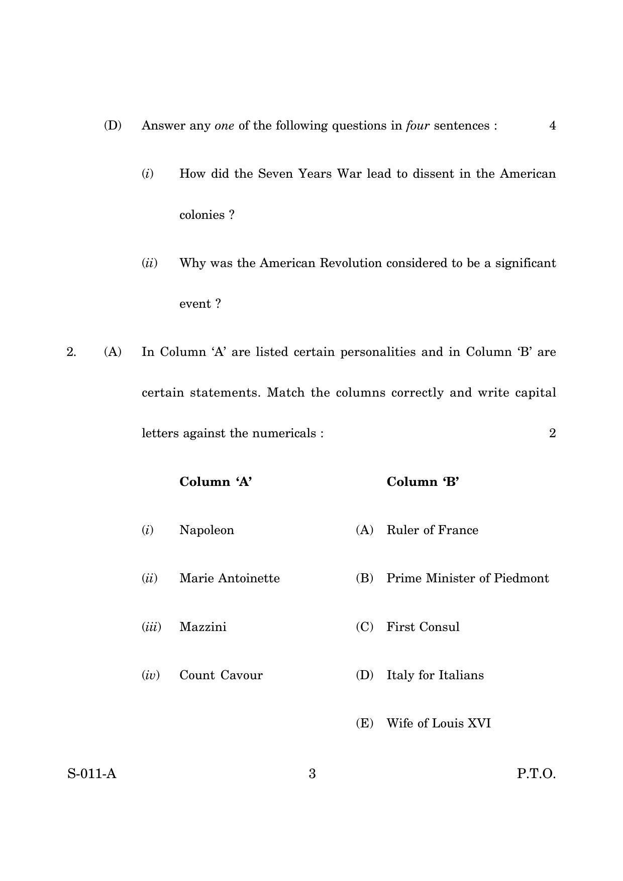 Goa Board Class 10 Social Science Paper 1 E English (March 2019) Question Paper - Page 3