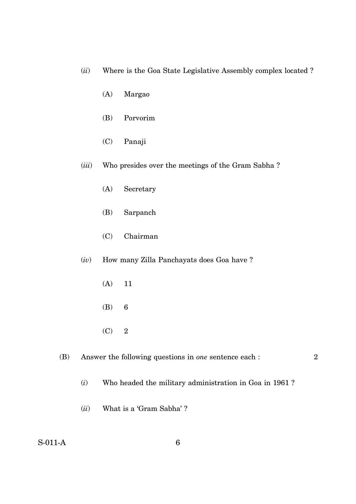 Goa Board Class 10 Social Science Paper 1 E English (March 2019) Question Paper - Page 6