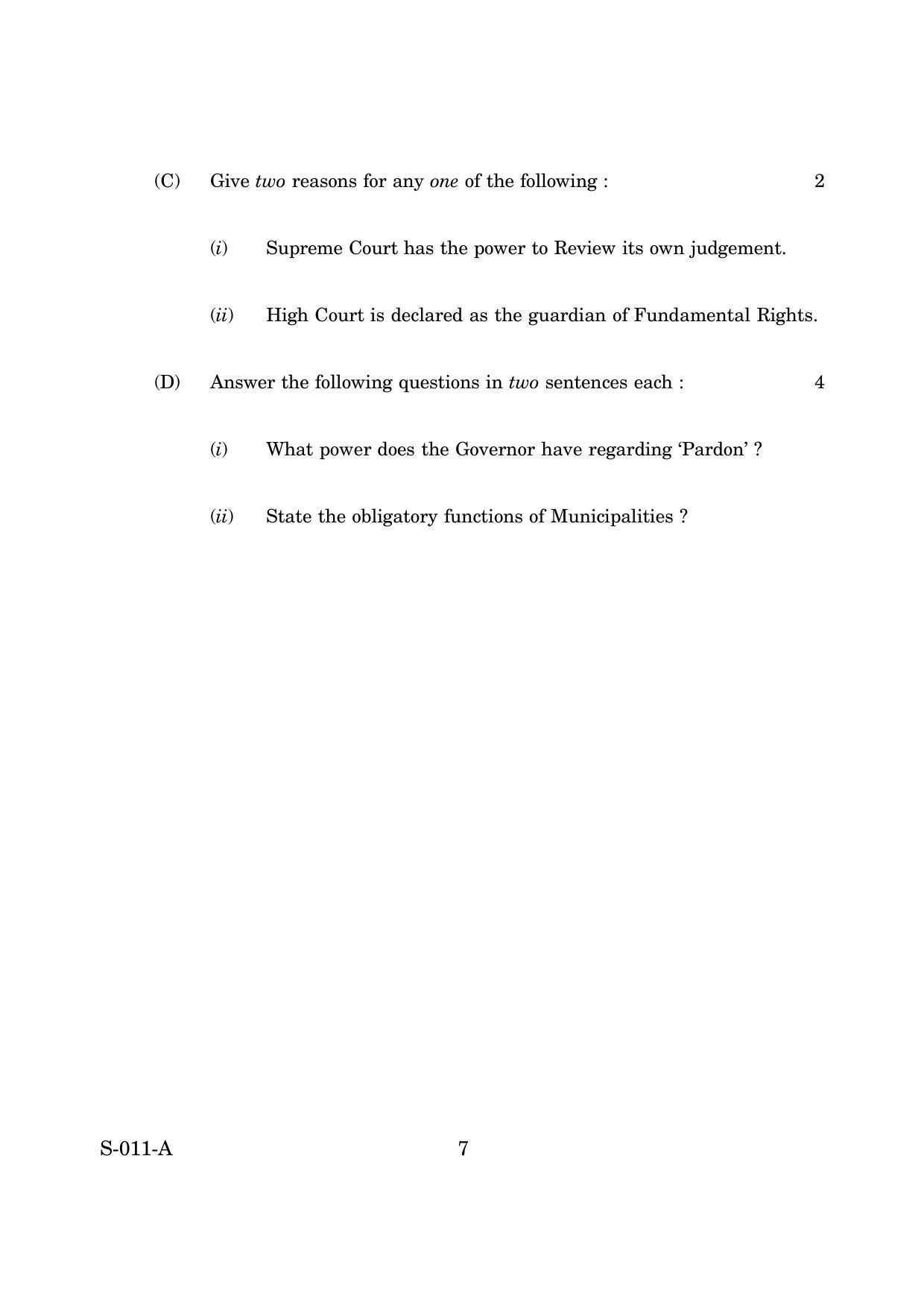 Goa Board Class 10 Social Science Paper 1 E English (March 2019) Question Paper - Page 7