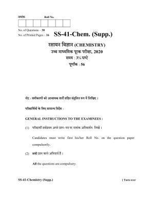 Class 12 2020 Chemistry Supplementary RBSE Question Paper