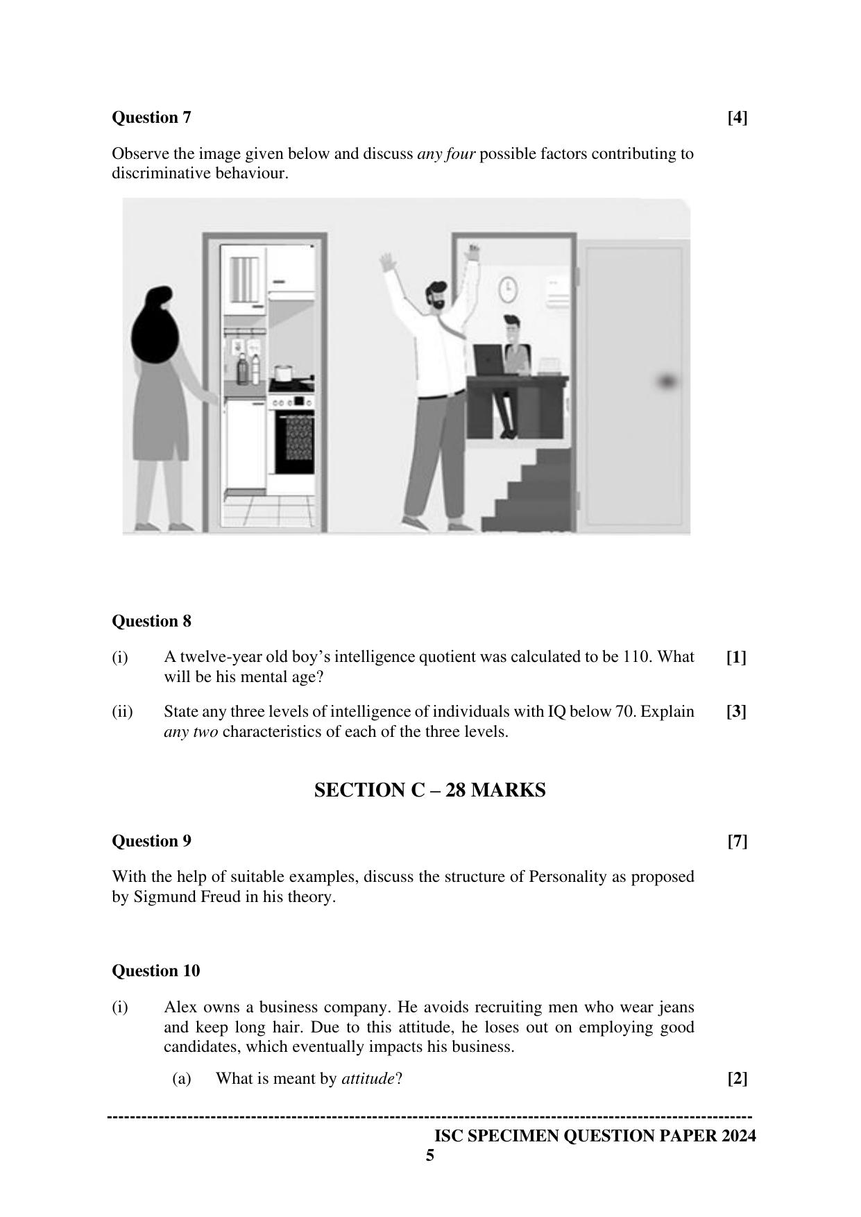 ISC Class 12 2024 Psychology Sample Paper - Page 5
