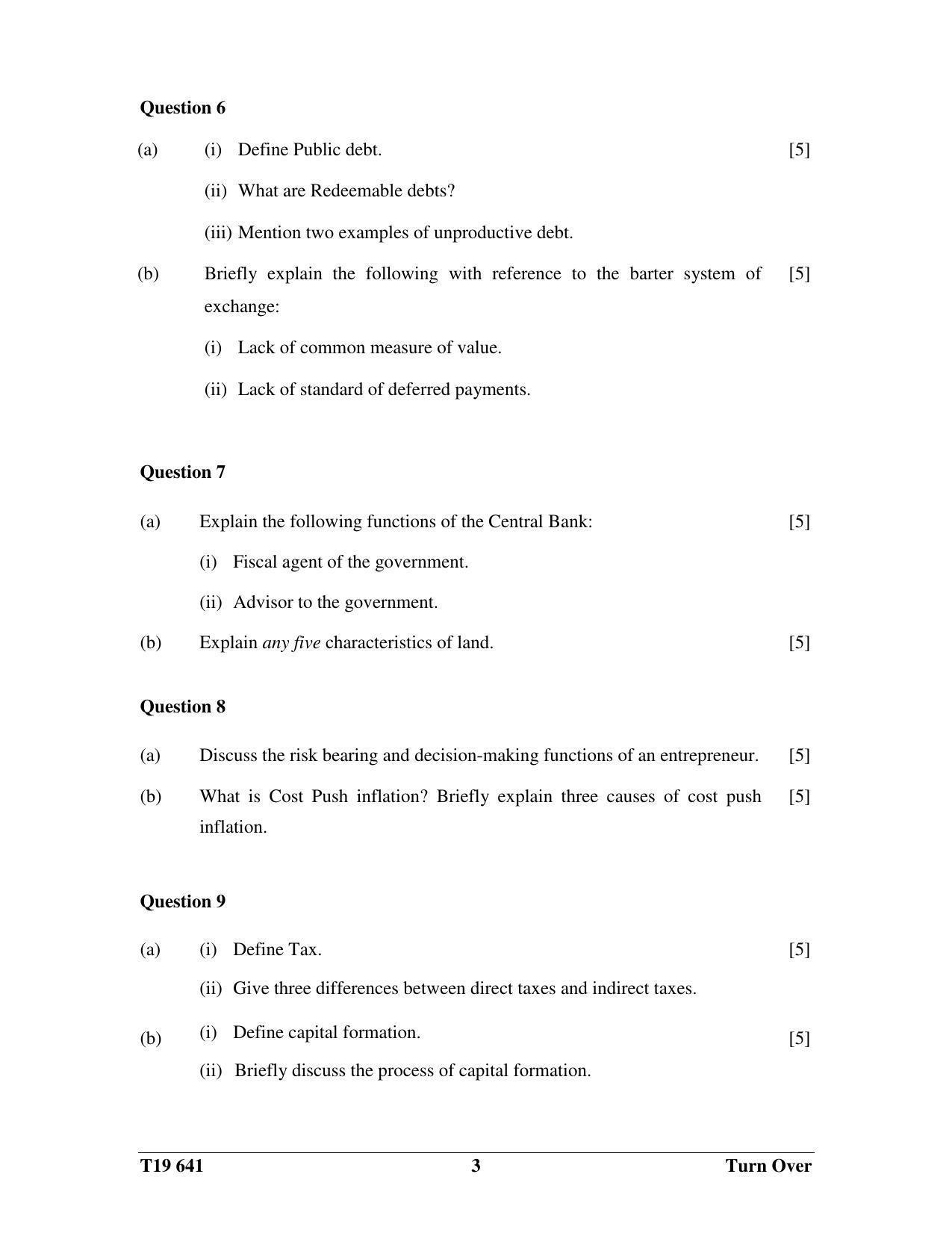 ISC Class 12 2019 Economics Question Paper - Page 3