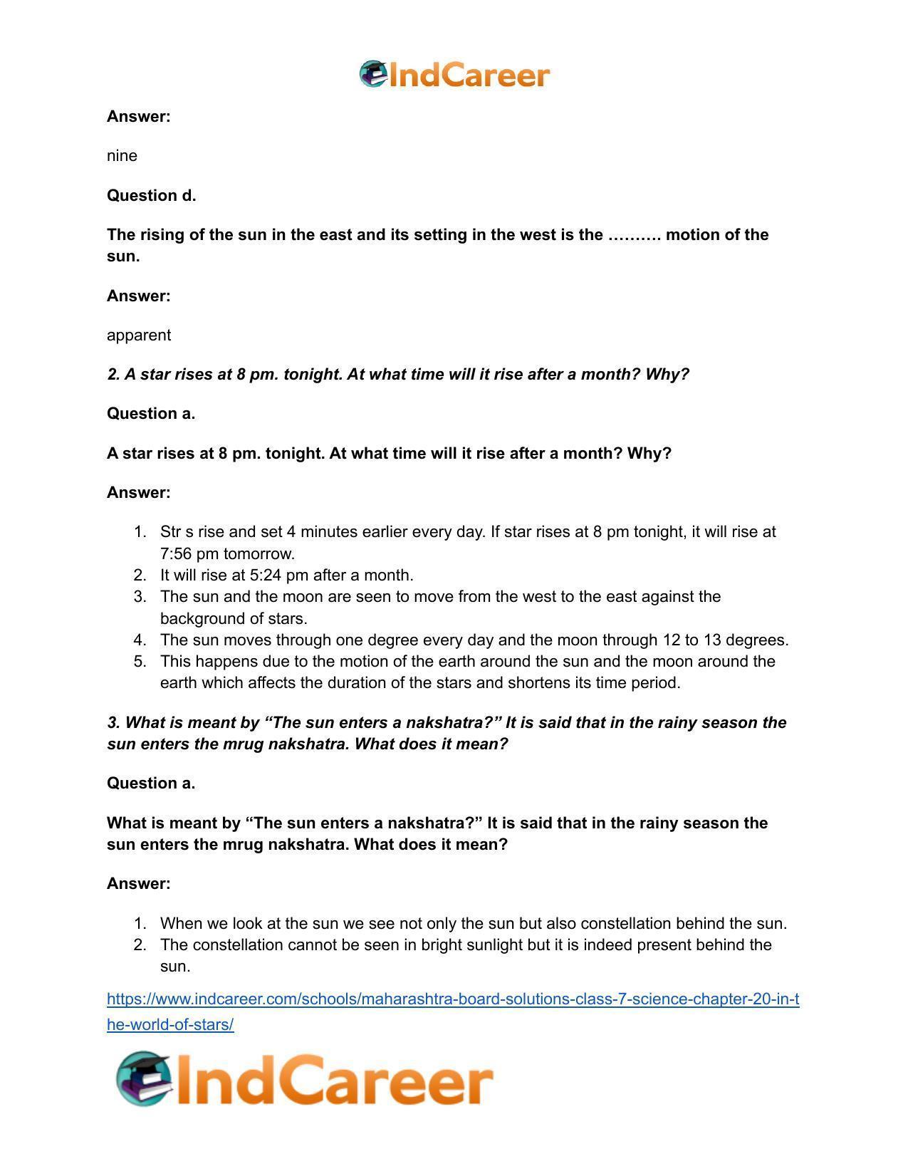 Maharashtra Board Solutions Class 7-Science: Chapter 20- In the World of Stars - Page 3