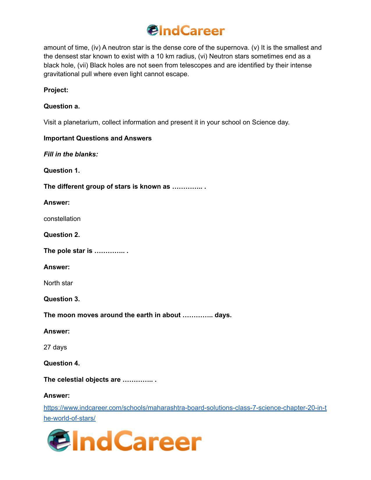 Maharashtra Board Solutions Class 7-Science: Chapter 20- In the World of Stars - Page 6