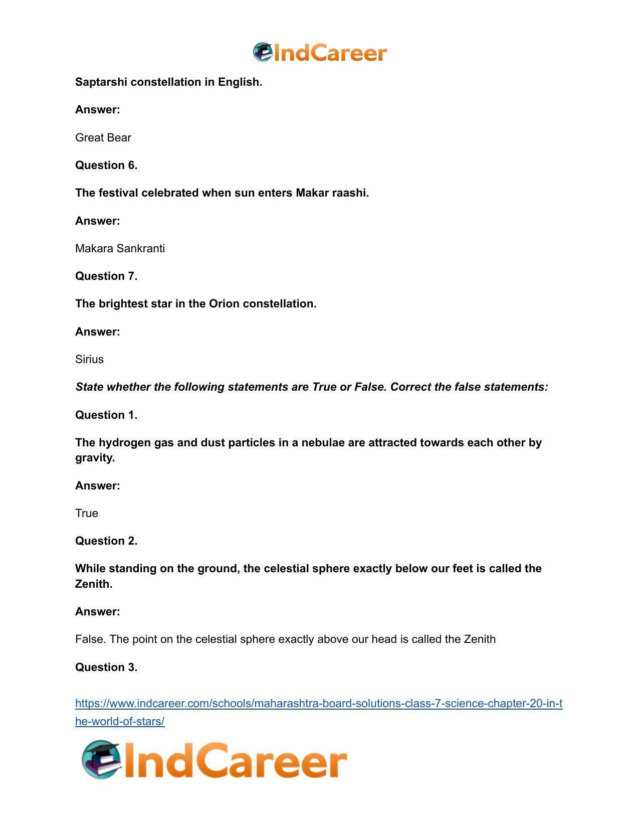 Maharashtra Board Solutions Class 7-Science: Chapter 20- In the World of Stars - Page 9