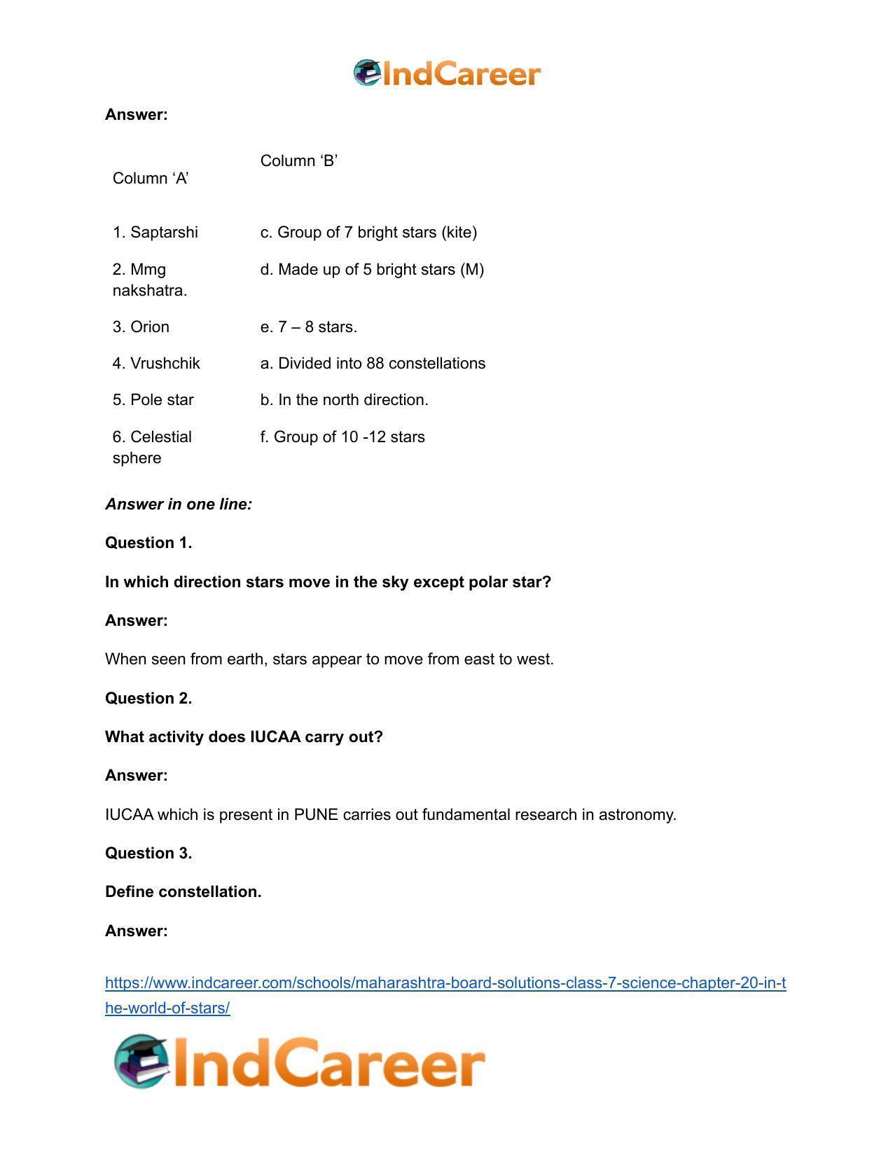 Maharashtra Board Solutions Class 7-Science: Chapter 20- In the World of Stars - Page 11