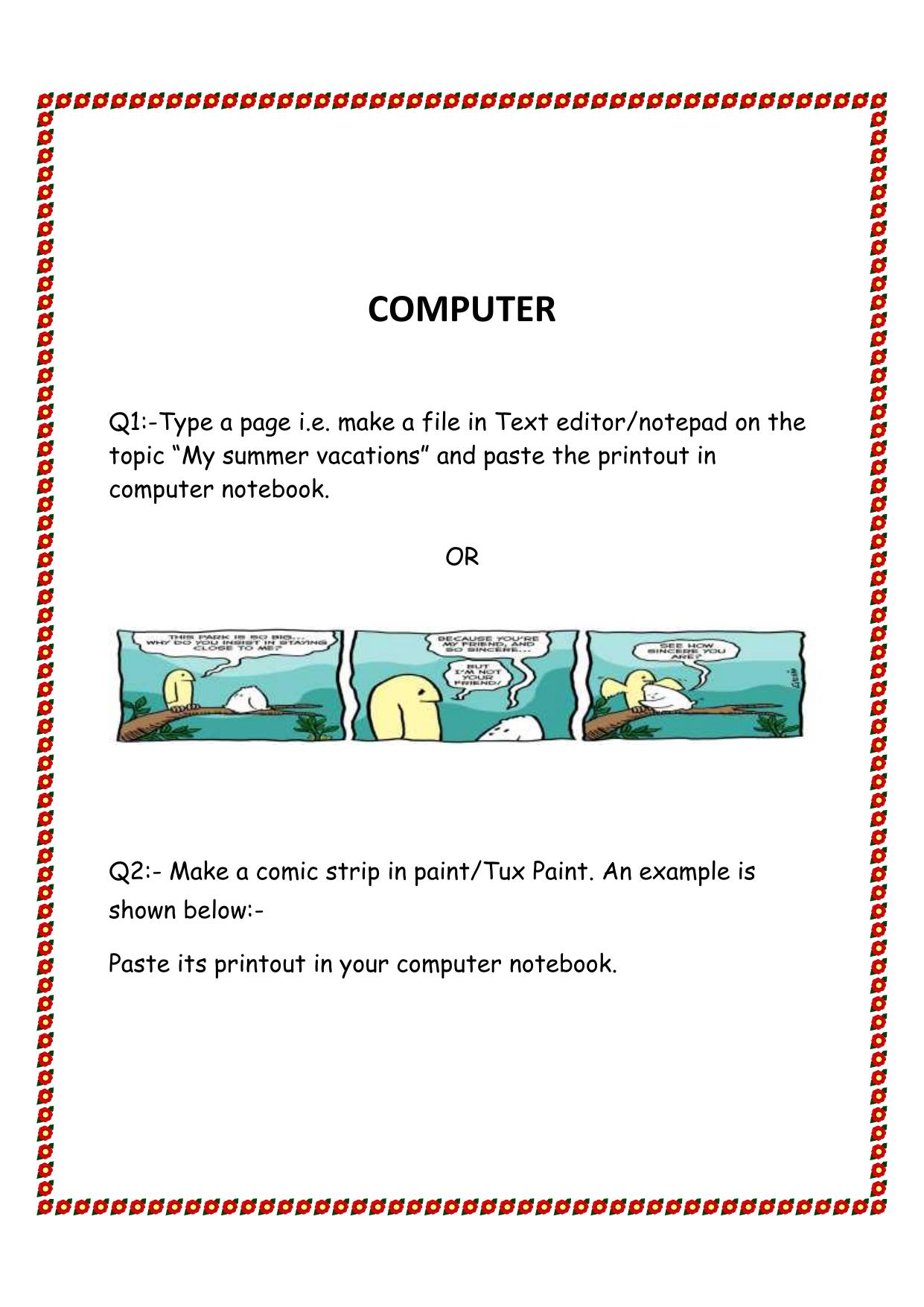 Worksheet for Class 2 Computers Assignment 5 - Page 1