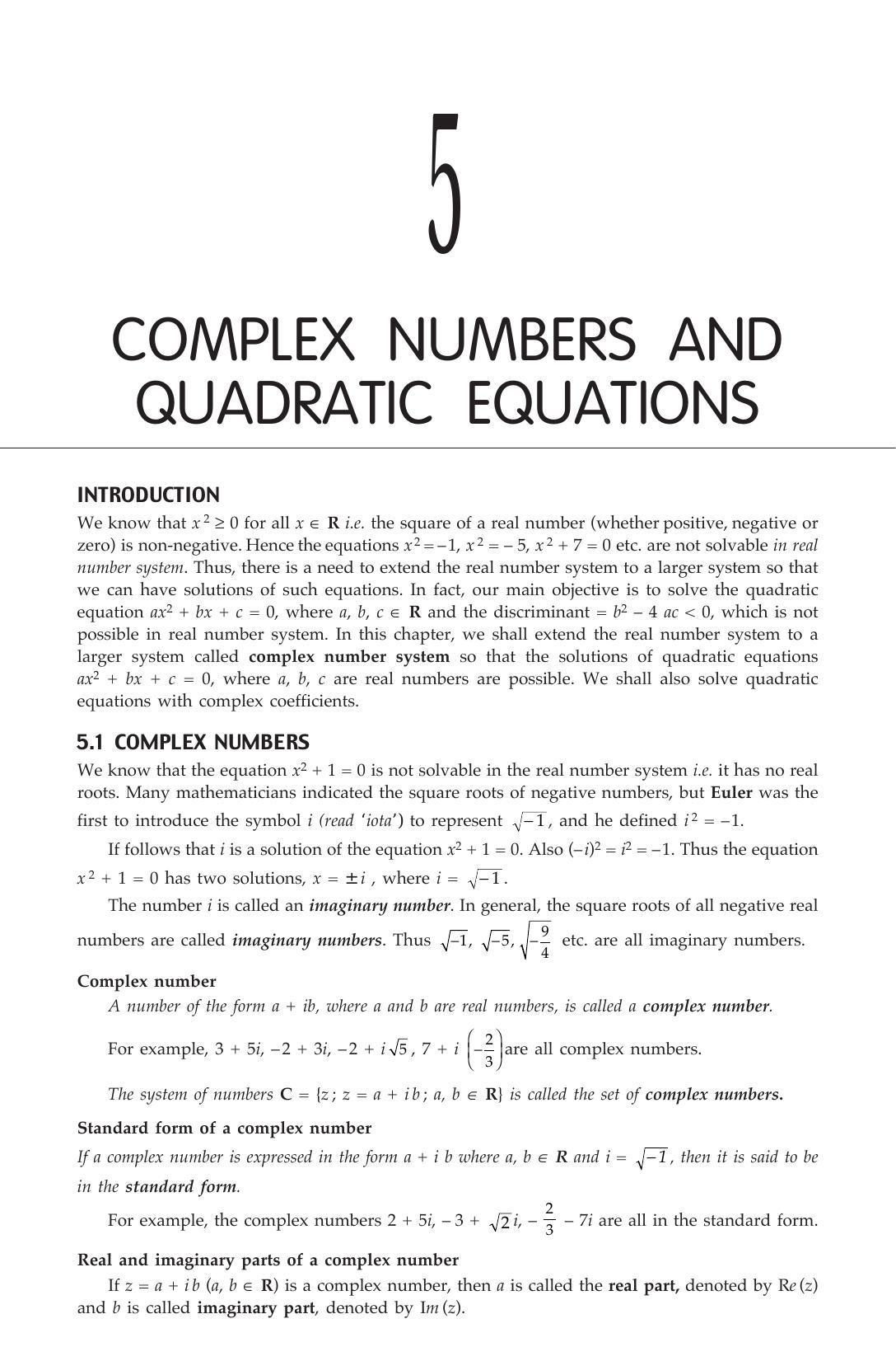 ML Aggarwal Class 11 Solutions: Complex Numbers and Quadratic Equations - Page 1