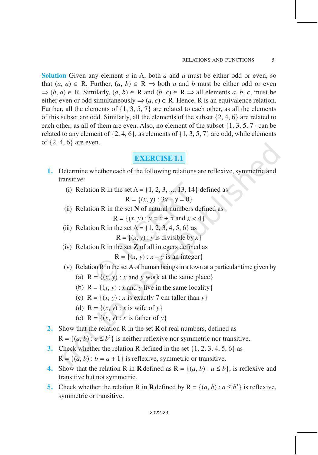 NCERT Book for Class 12 Maths Chapter 1 Relation and Functions - Page 5
