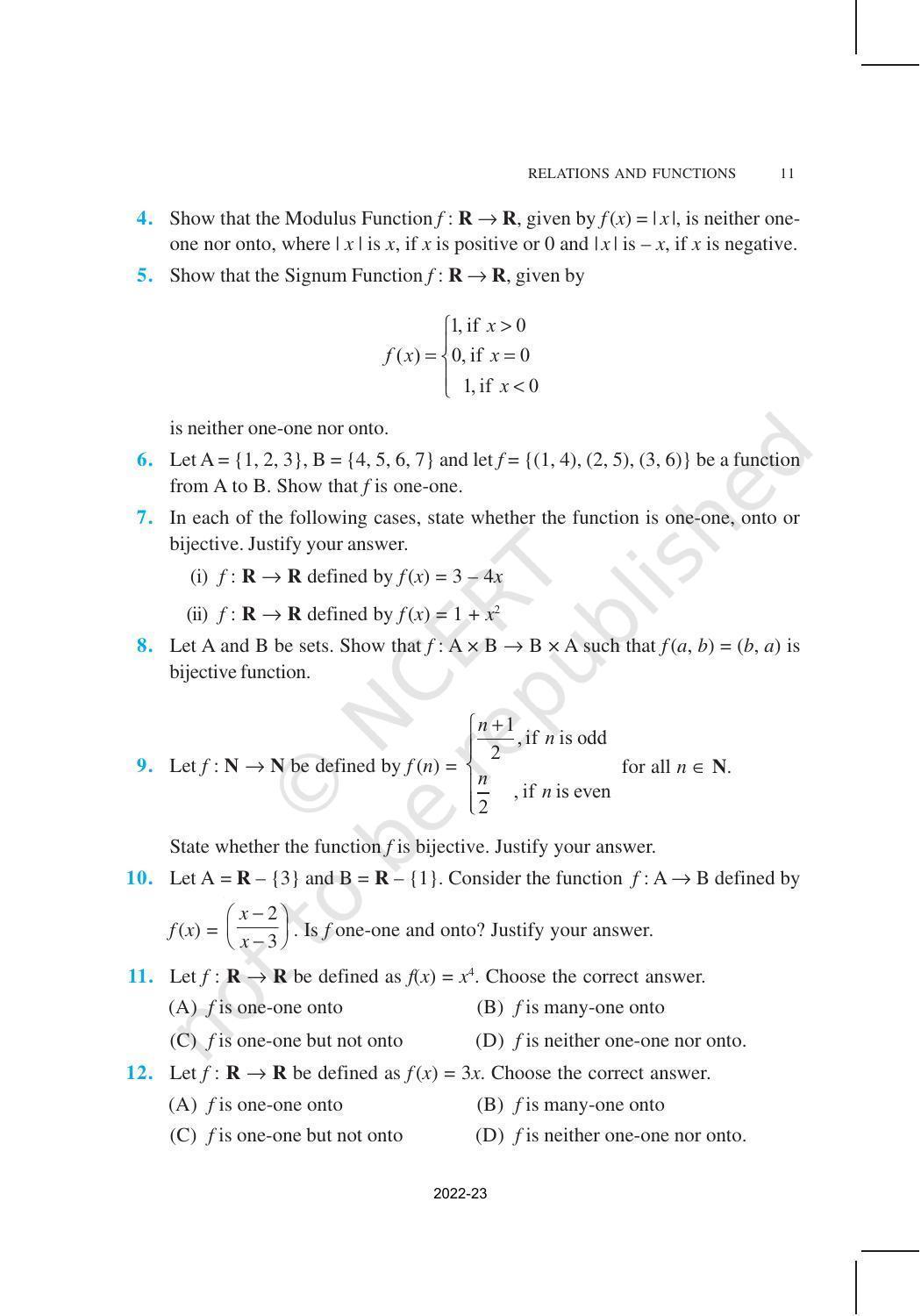 NCERT Book for Class 12 Maths Chapter 1 Relation and Functions - Page 11