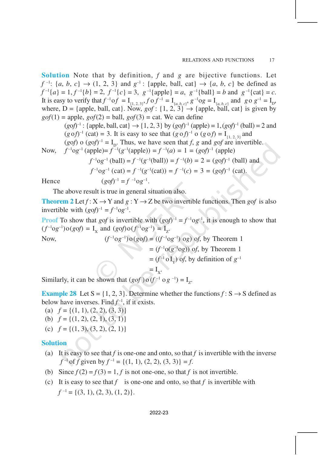 NCERT Book for Class 12 Maths Chapter 1 Relation and Functions - Page 17