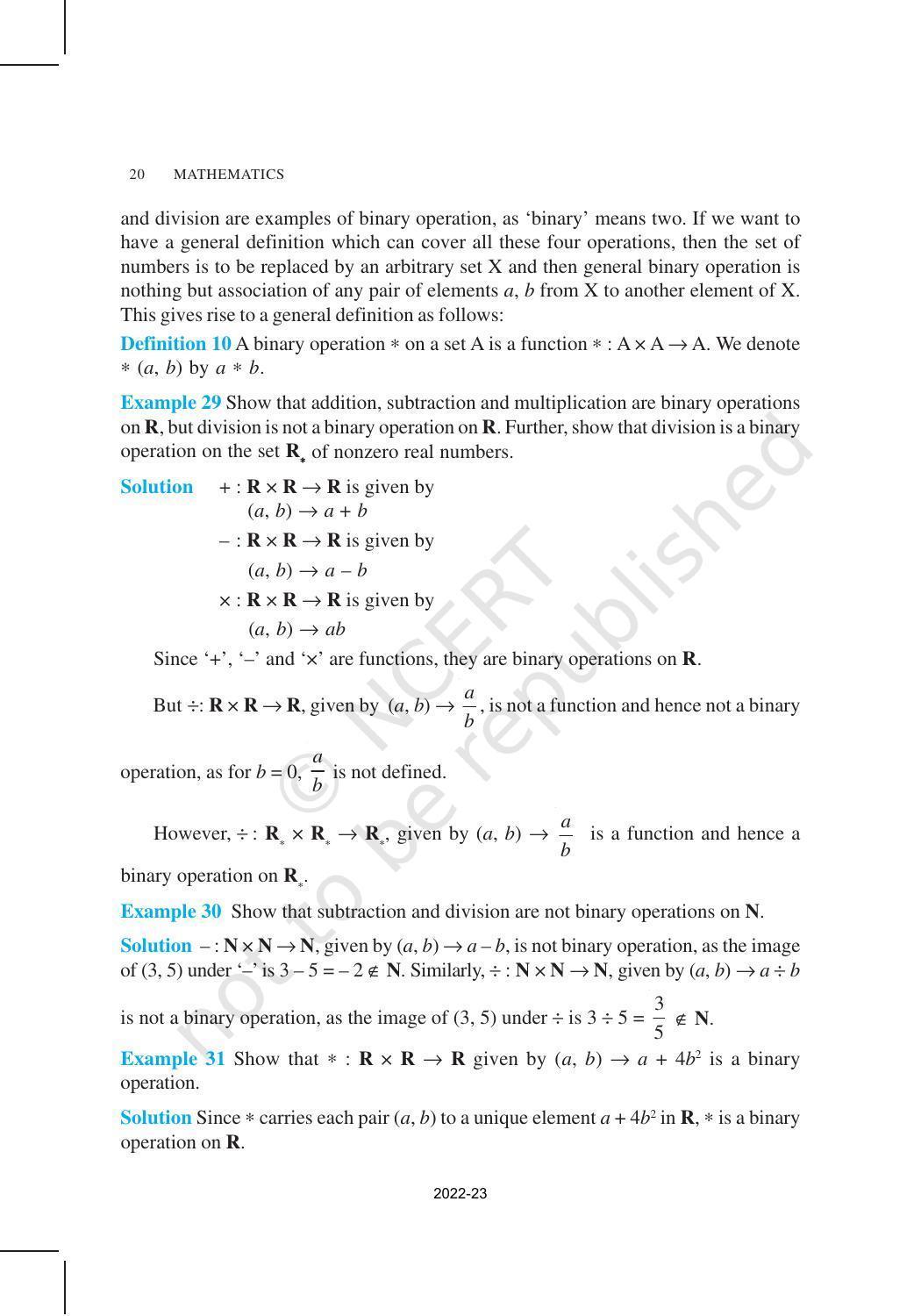 NCERT Book for Class 12 Maths Chapter 1 Relation and Functions - Page 20