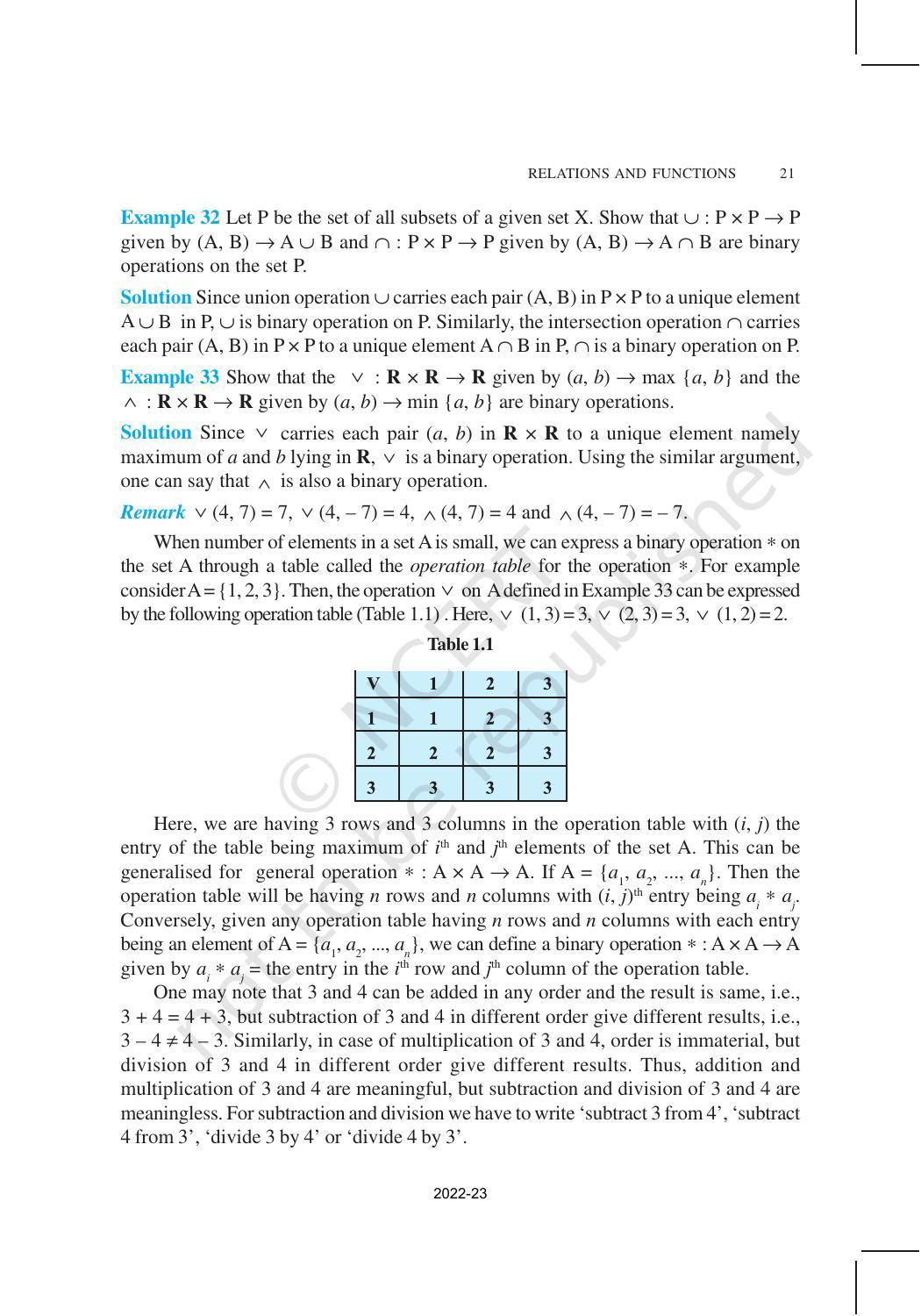 NCERT Book for Class 12 Maths Chapter 1 Relation and Functions - Page 21