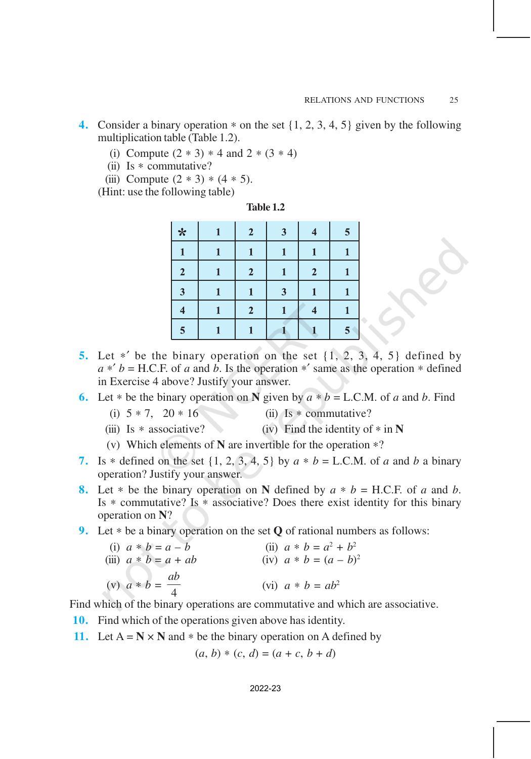 NCERT Book for Class 12 Maths Chapter 1 Relation and Functions - Page 25